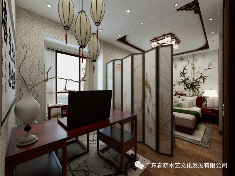 現(xiàn)代居室中的禪風(fēng)意境 ——萬(wàn)科尚城凈面積88m2復(fù)式紅木家具全屋定制案例賞析(圖9)