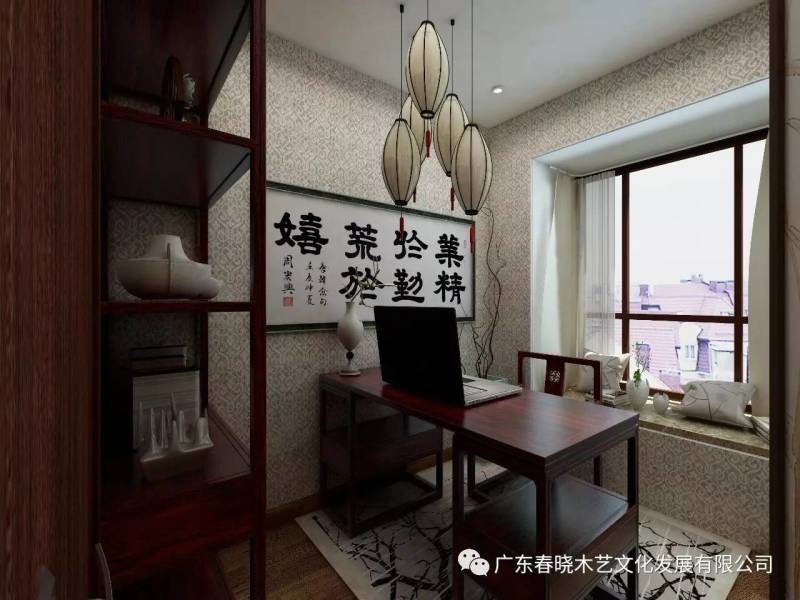 現(xiàn)代居室中的禪風(fēng)意境 ——萬(wàn)科尚城凈面積88m2復(fù)式紅木家具全屋定制案例賞析(圖10)